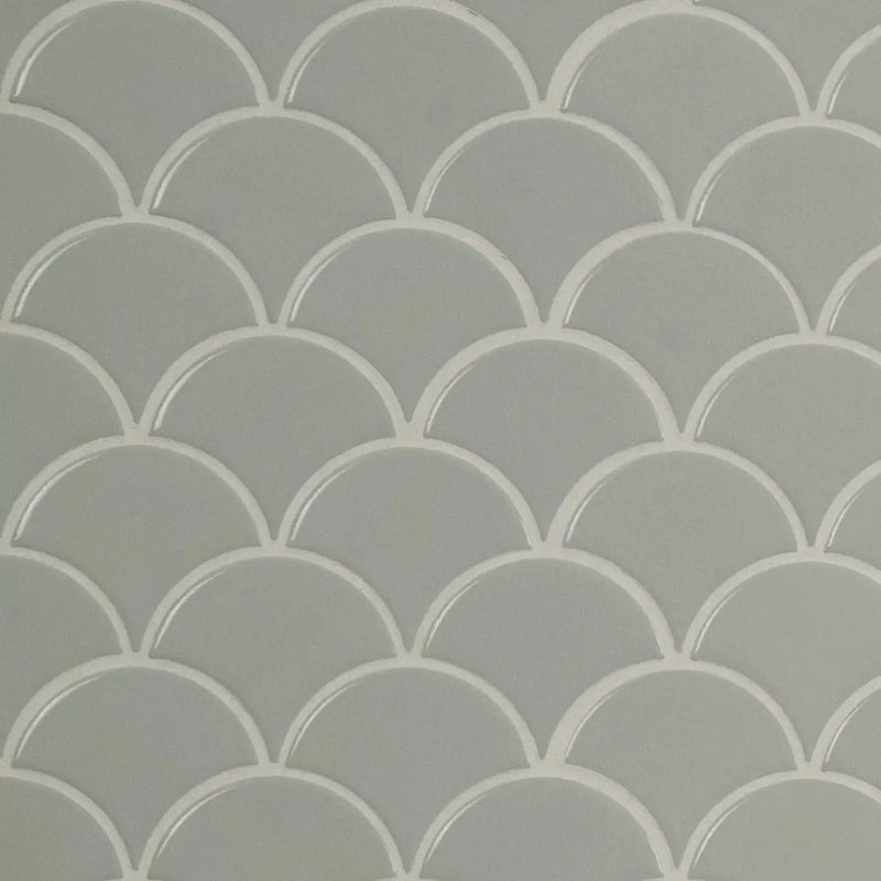 Gray Glossy Fish Scale Mosaic Porcelain by MSI Surfaces