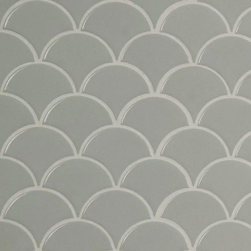 Gray Glossy Fish Scale Mosaic Porcelain by MSI Surfaces