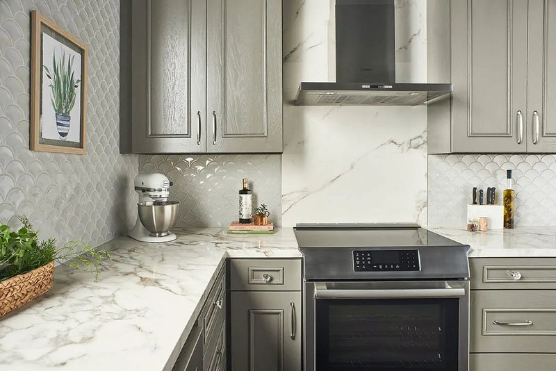 Gray Glossy Fish Scale Mosaic Porcelain by MSI Surfaces
