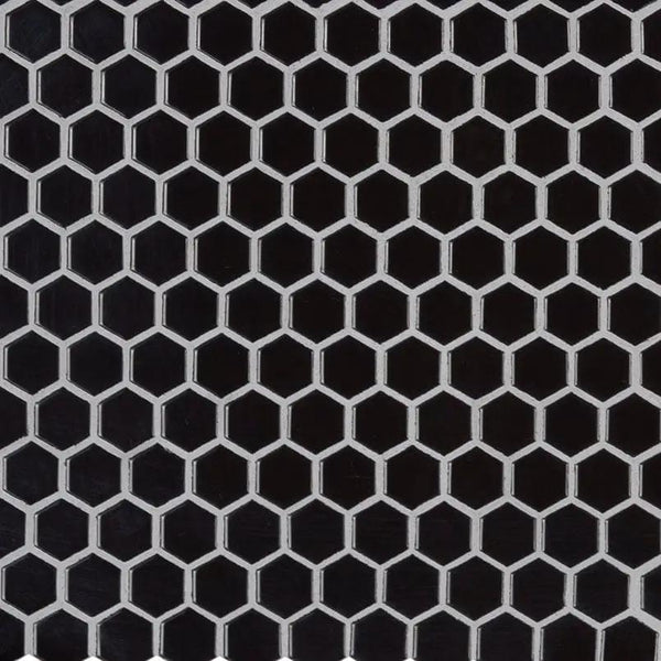 Retro Nero Hexagon Mosaic Tile Glossy Pattern Porcelain