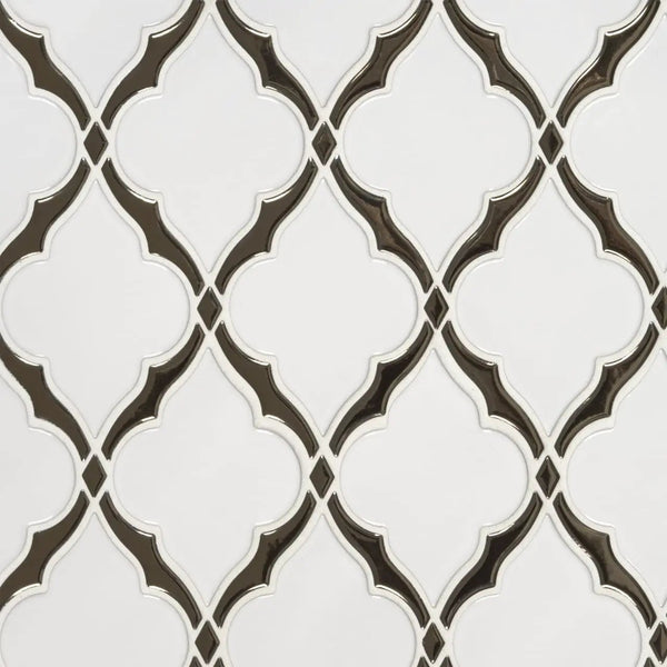 Victorian Light Arabesque Tile Glossy Pattern Ceramic Mosaics