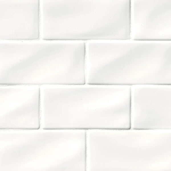 Whisper White Subway Tile 3x6 Glossy Ceramic Mosaics