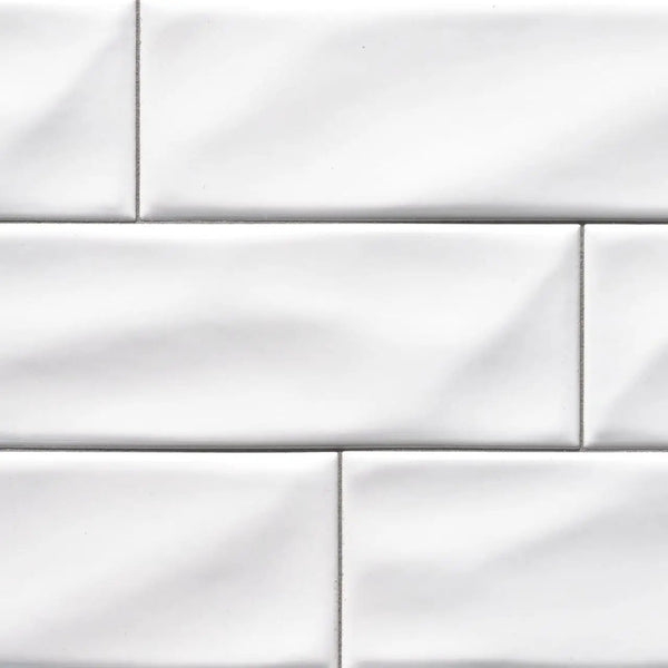 Whisper White Subway Tile Glossy Ceramic Mosaics 4x12