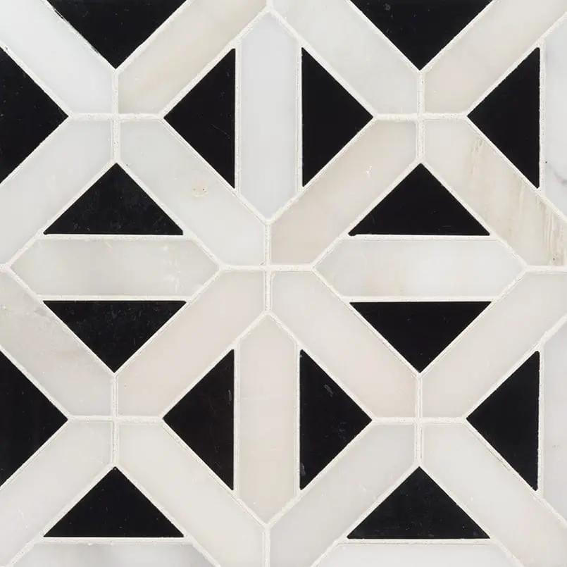 Arabescato Carrara Polished Pattern Marble Mosaics close up