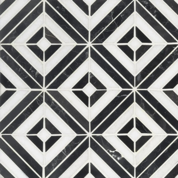 Rhombix Nero Polished Pattern Marble Mosaics