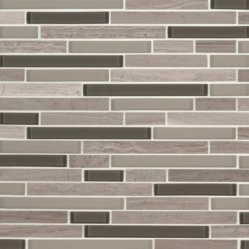 Modello Grigio Interlocking 6mm Pattern Glass Mosaics by MSI Surfaces