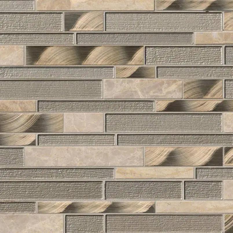 Champagne Toast Interlocking Pattern 4mm Glass Mosaics close up