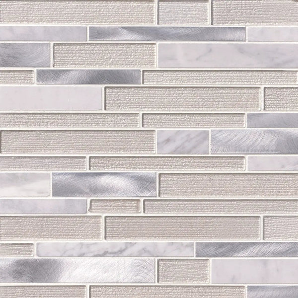 White Wave Interlocking Pattern 4mm Glass Mosaics