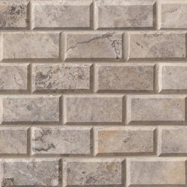 Silver Travertine Honed Mosaics 2x4