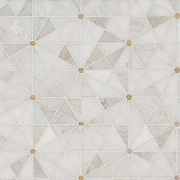 Elegante Pinwheel Gold Pattern Metal Mosaics