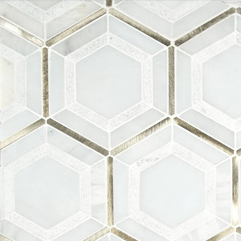 Medici Gold Pattern Metal Mosaics close up