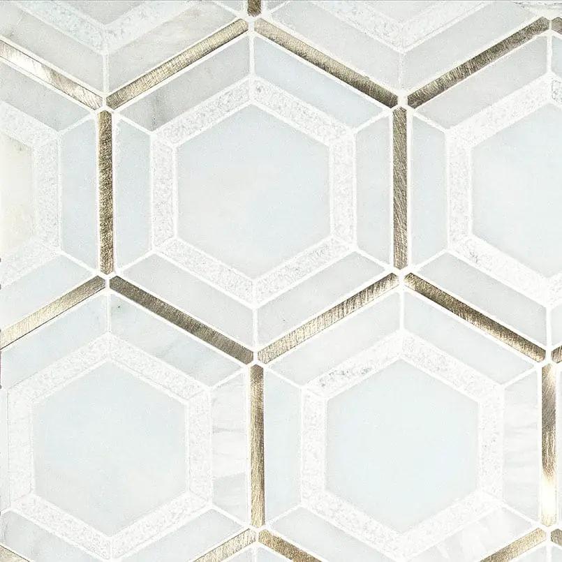 Medici Gold Pattern Metal Mosaics close up