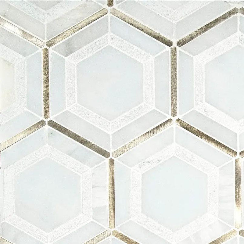 Medici Gold Pattern Metal Mosaics close up