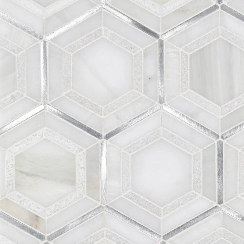 Medici Silver Pattern Metal Mosaics close up
