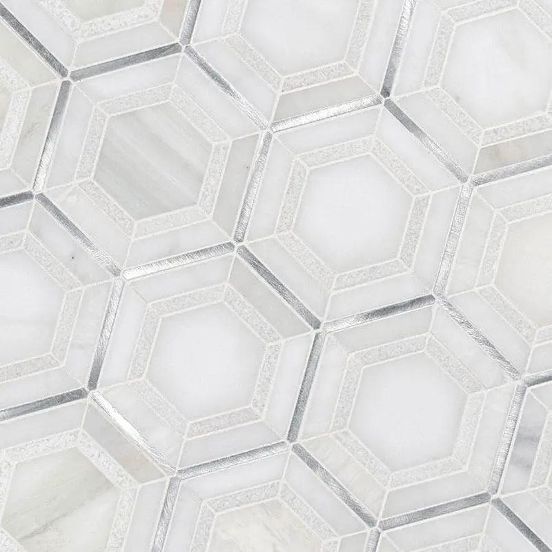 Medici Silver Pattern Metal Mosaics angled view