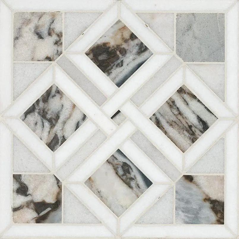 Tessere Pattern Polished Marble Mosaics close up