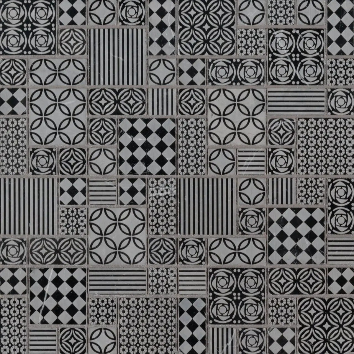 Tetris Nero 10mm Polished Pattern Marble Mosaics by MSI Surfaces