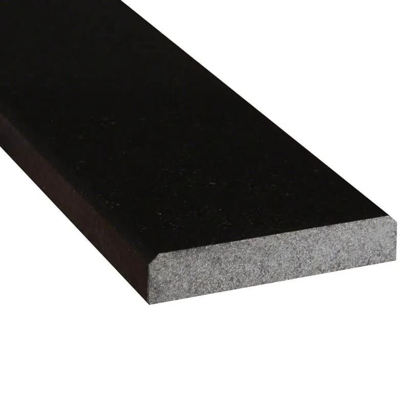 Black Granite 5x36x0.75 Polished Double Beveled Threshold Mosaics 5x36 close up