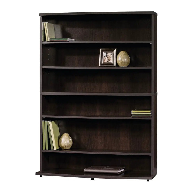 Contemporary 6-Shelf Bookcase Multimedia Storage Rack Tower in Brown Finish by HomePacific