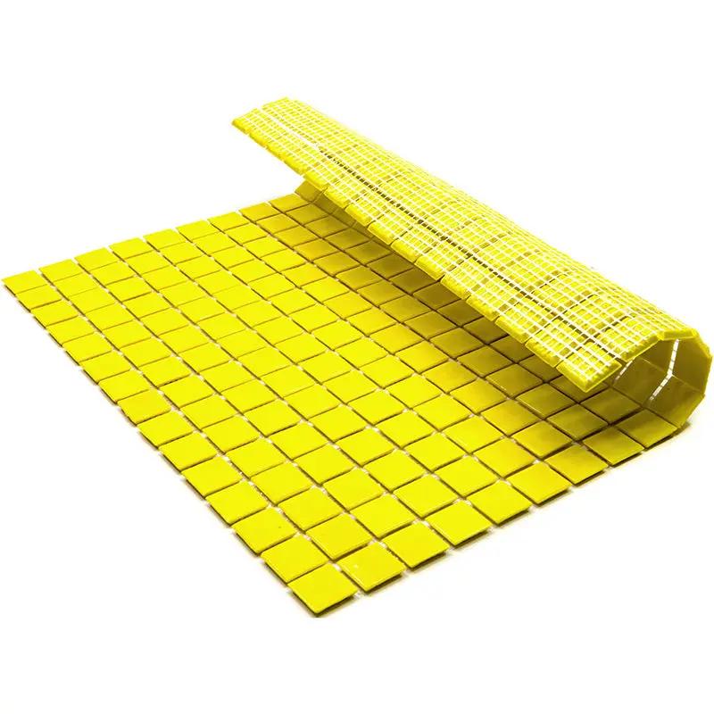 Yellow 12x12 Glossy Uniform Square Glass Mosaic Tile (20 pack, 20 sq ft/case) by Apollo Tile