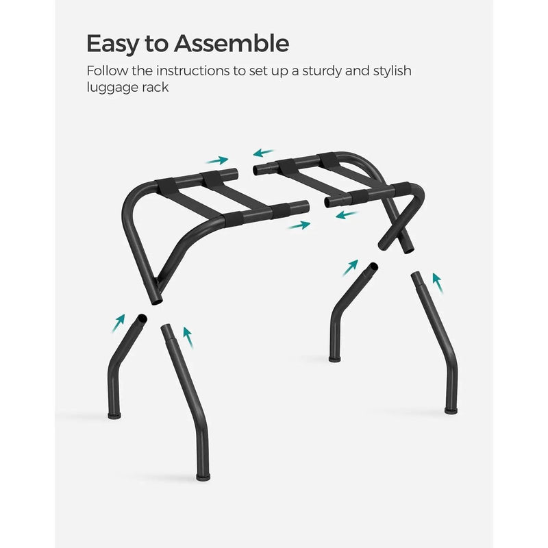 Set of 2- Sturdy Black Metal Folding Luggage Rack by HomePacific