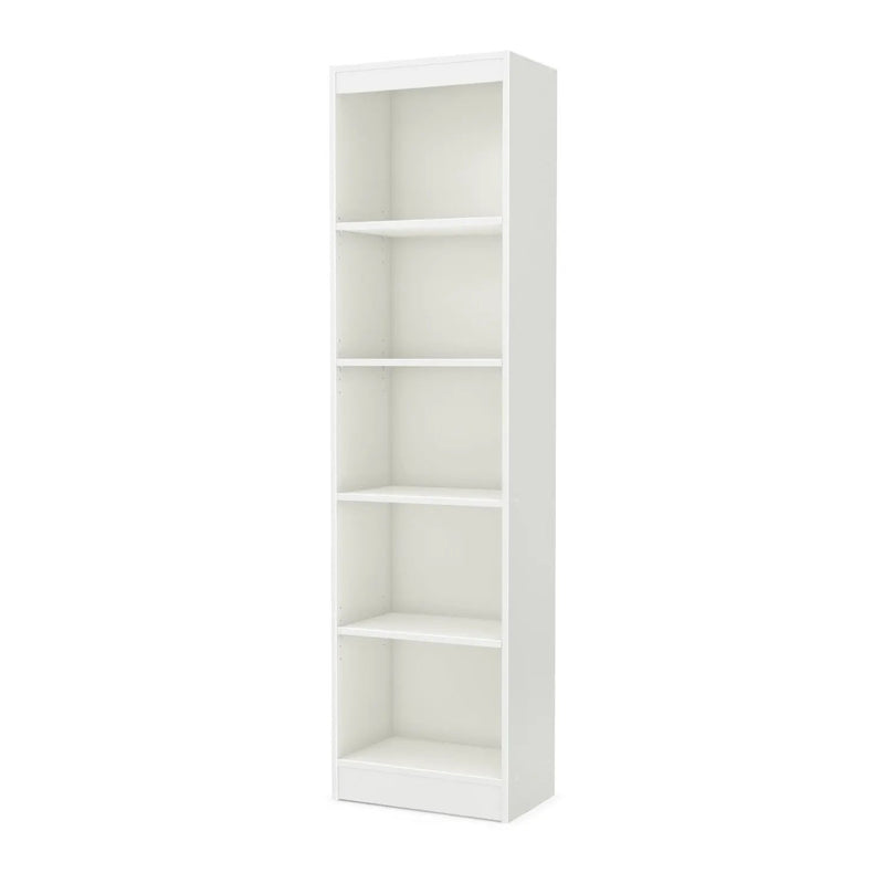 5-Shelf Narrow Bookcase Storage Shelves in White Wood Finish by HomePacific