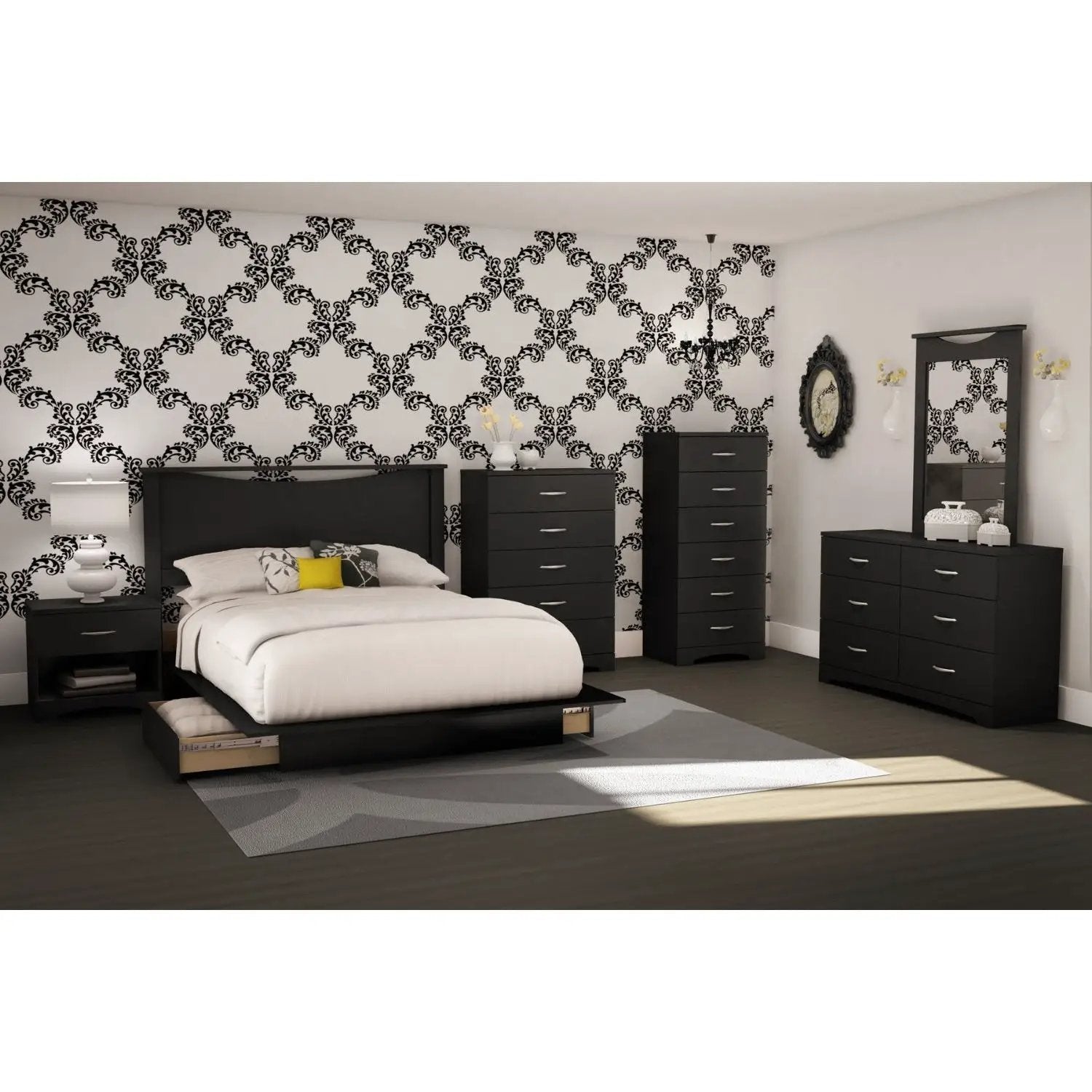 Black 6-Drawer Lingerie Chest for Contemporary Bedroom by HomePacific