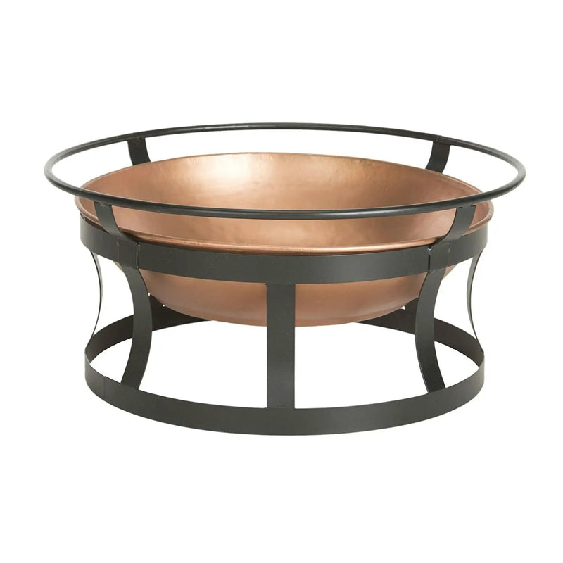Copper Fire Pit with Black Iron Stand Grate and Fire Poker by HomePacific