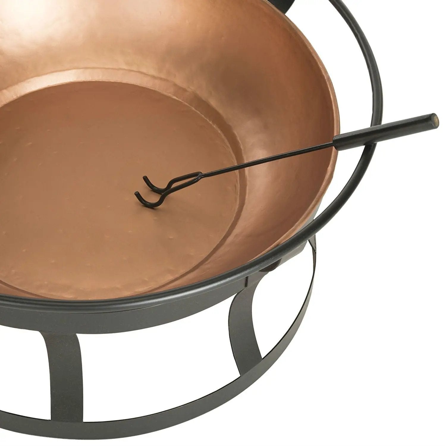 Copper Fire Pit with Black Iron Stand Grate and Fire Poker by HomePacific