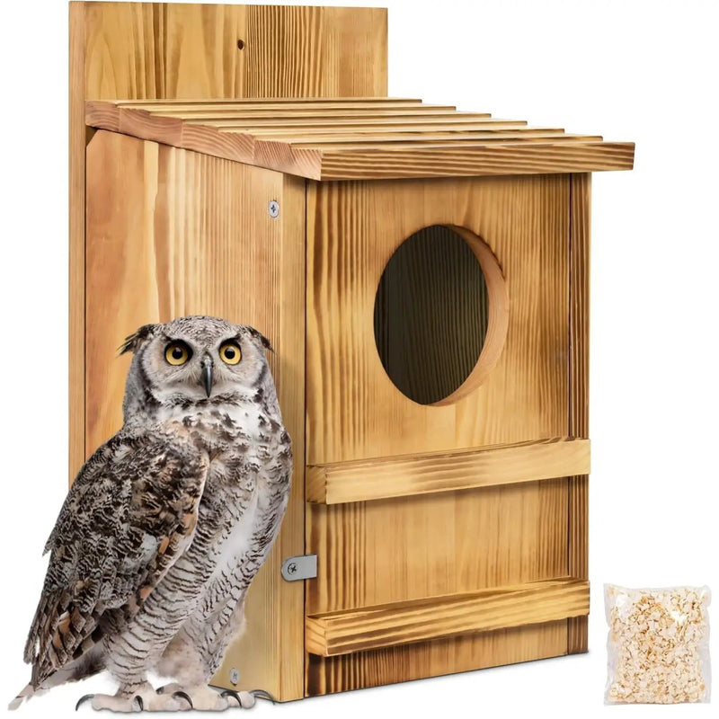 Outdoor Wooden Screech Owl BirdHouse for Mounting - Easy to Assemble by HomePacific