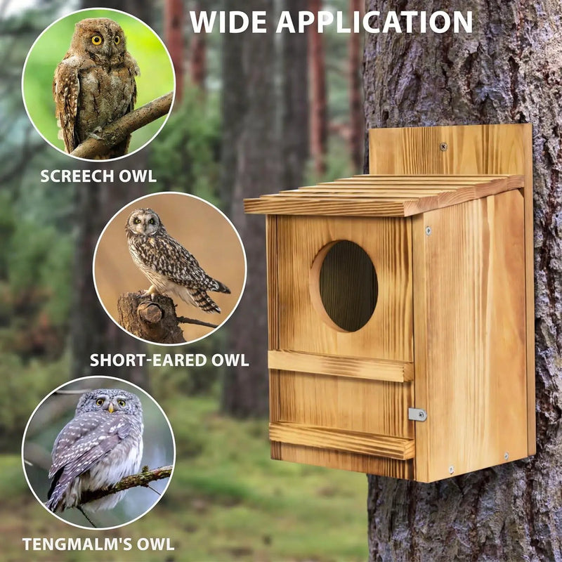 Outdoor Wooden Screech Owl BirdHouse for Mounting - Easy to Assemble by HomePacific