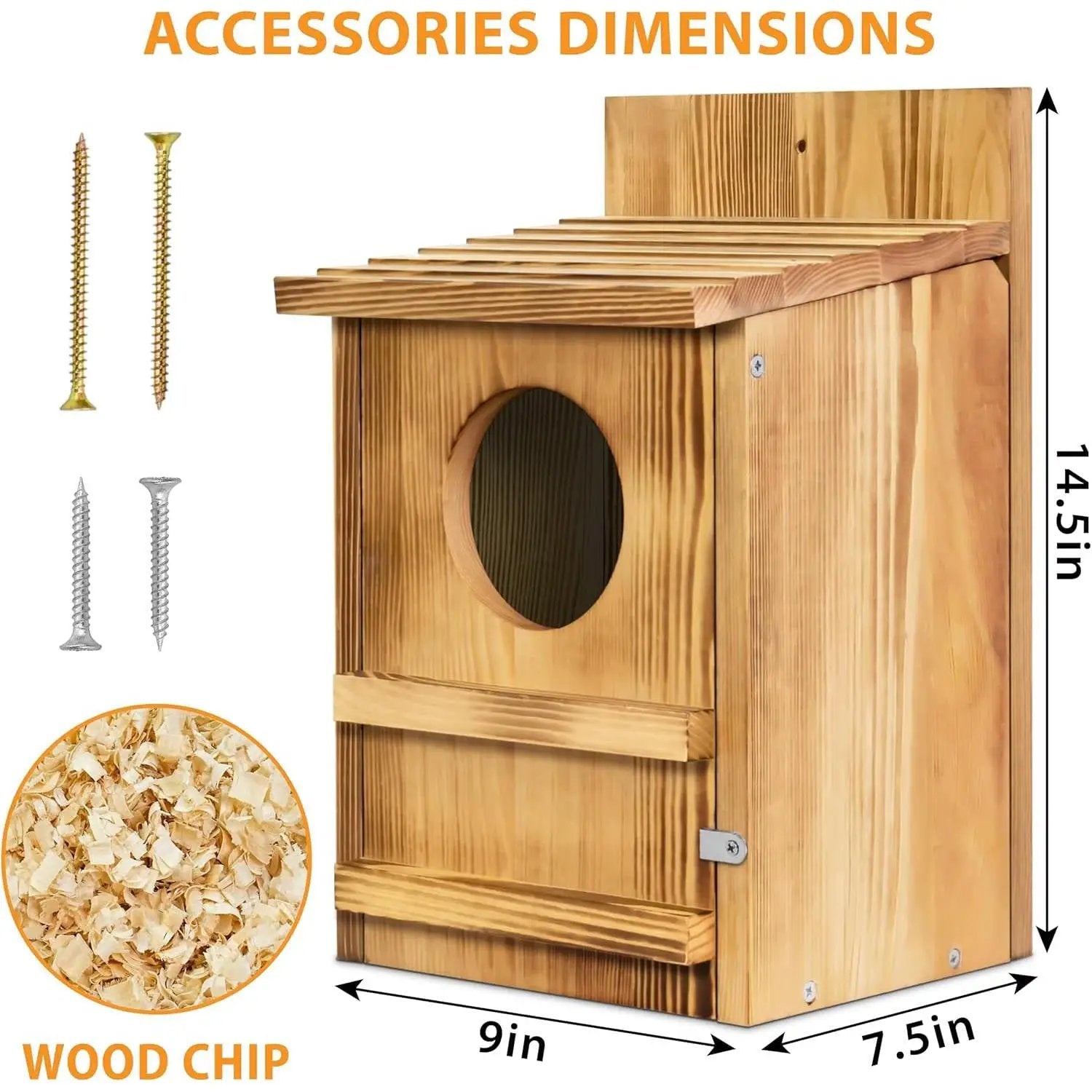 Outdoor Wooden Screech Owl BirdHouse for Mounting - Easy to Assemble by HomePacific
