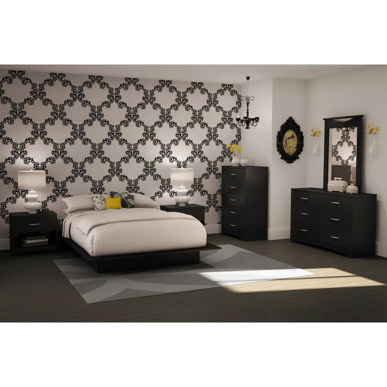 6-Drawer Dresser for Contemporary Bedroom in Black Finish by HomePacific