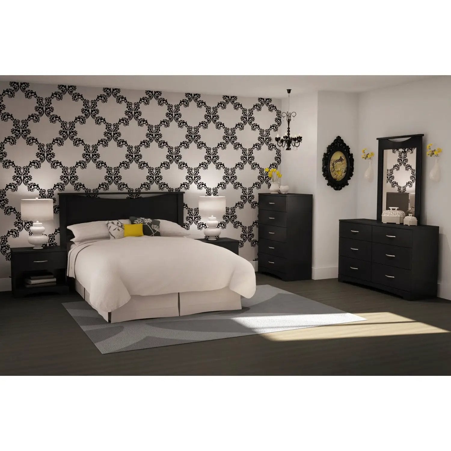 6-Drawer Dresser for Contemporary Bedroom in Black Finish by HomePacific