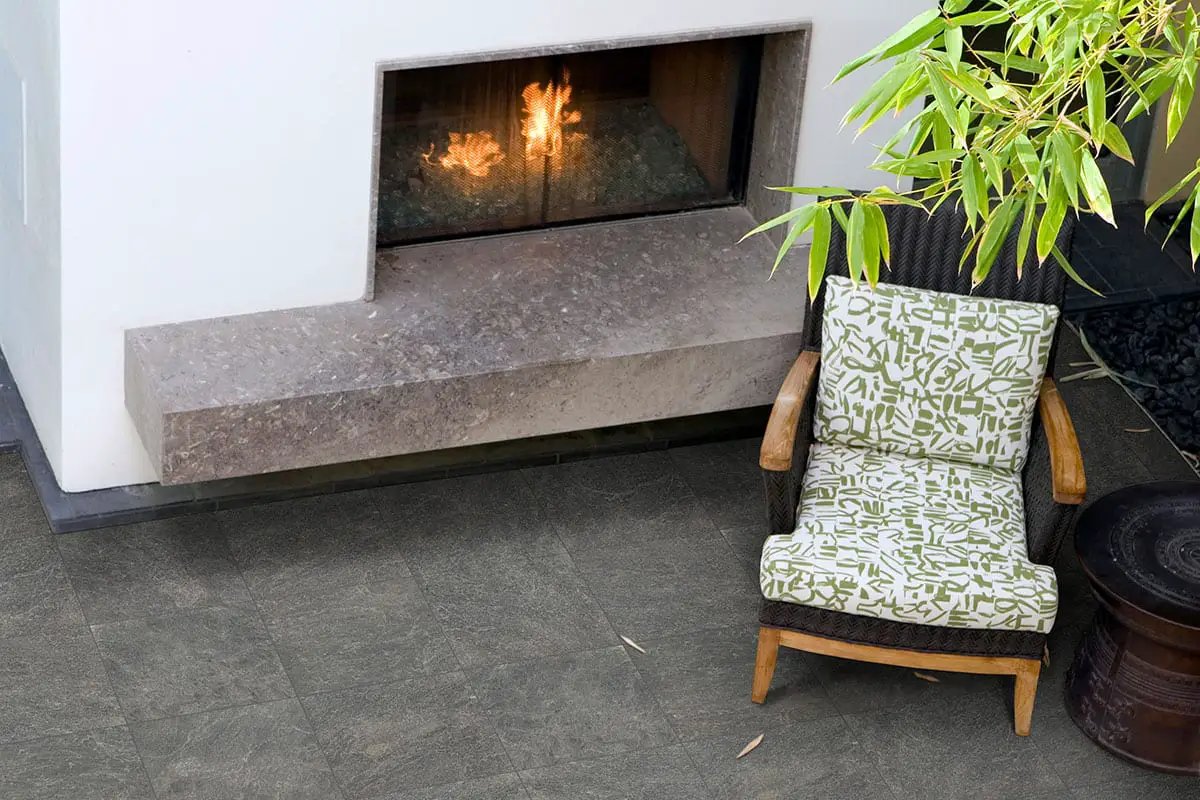Ostrich Grey Gauged Quartzite Tiles 12x24 in a finished room