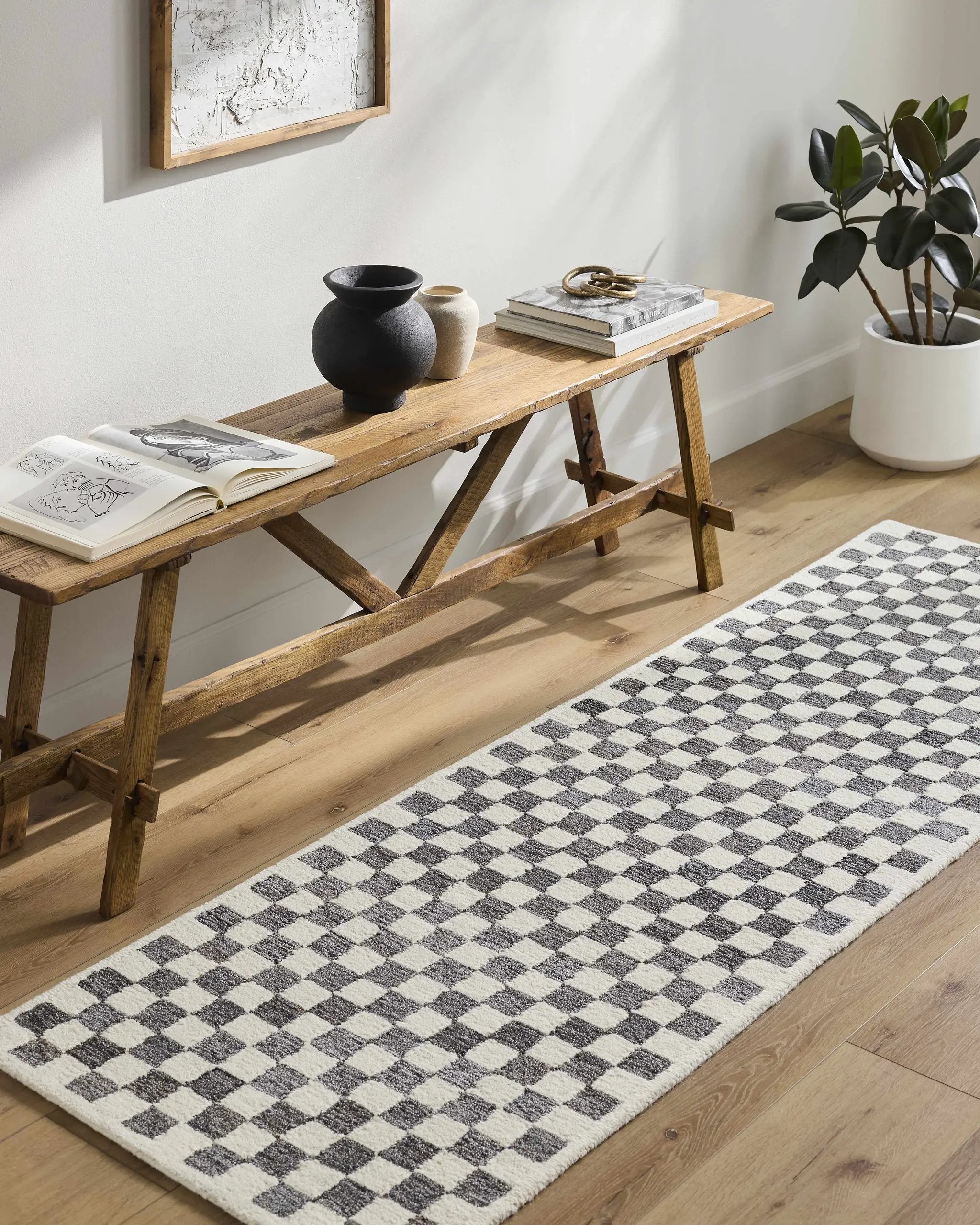 Halen Taupe Checkered Area Rug by Boutique Rugs