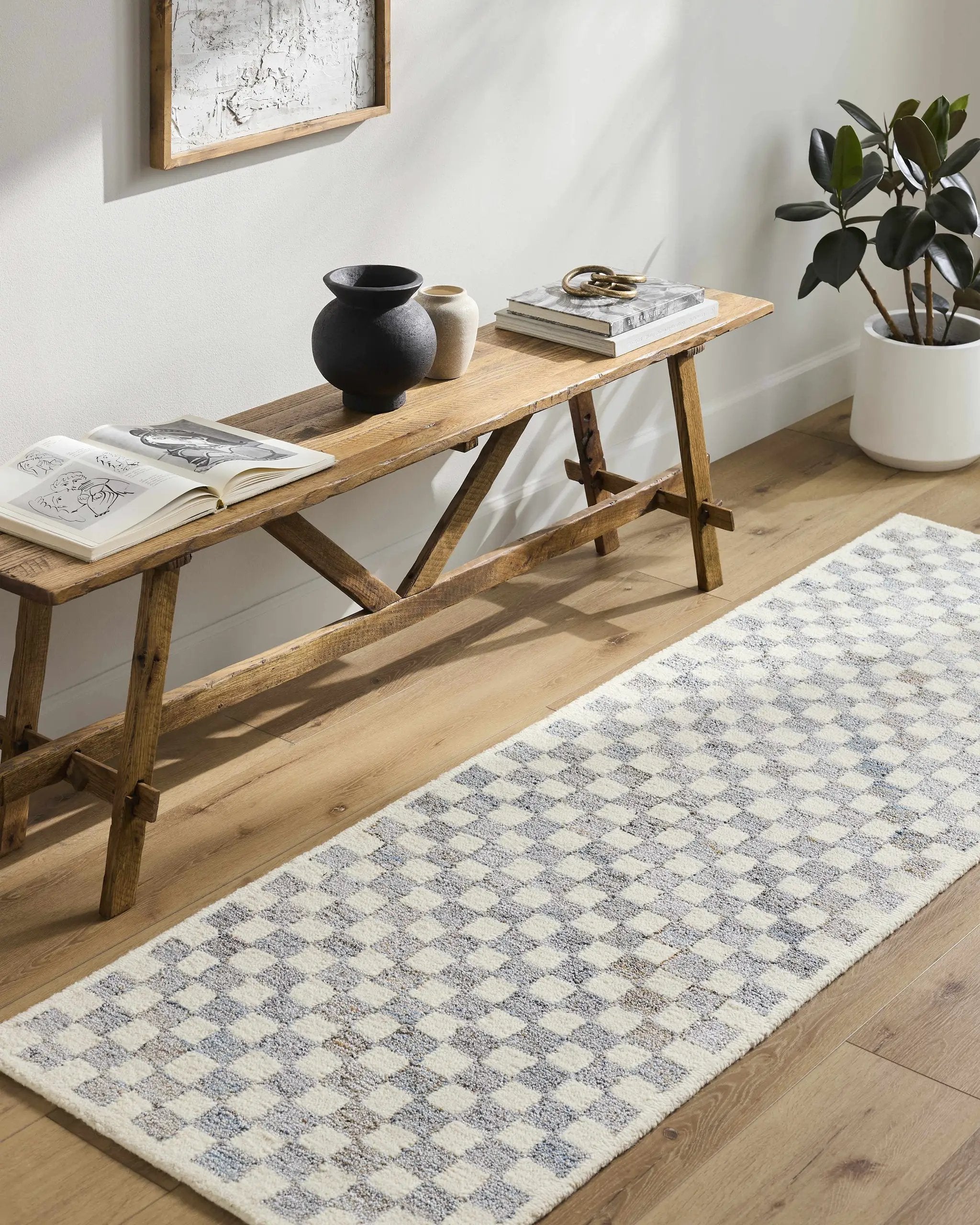 Halen Gray Checkered Area Rug by Boutique Rugs