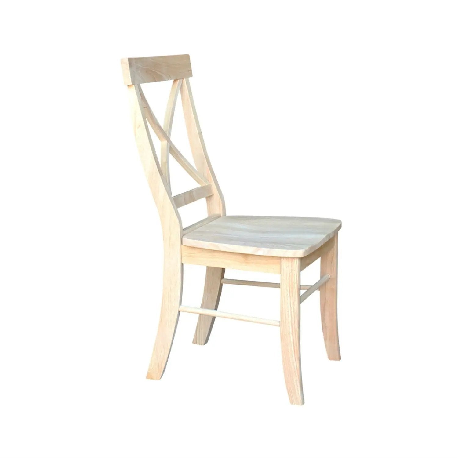 Set of 2 - Unfinished Wood Dining Chairs with X-Back Seat Backrest by HomePacific