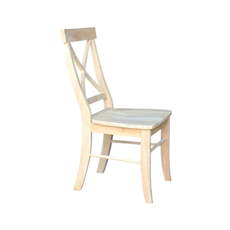 Set of 2 - Unfinished Wood Dining Chairs with X-Back Seat Backrest by HomePacific