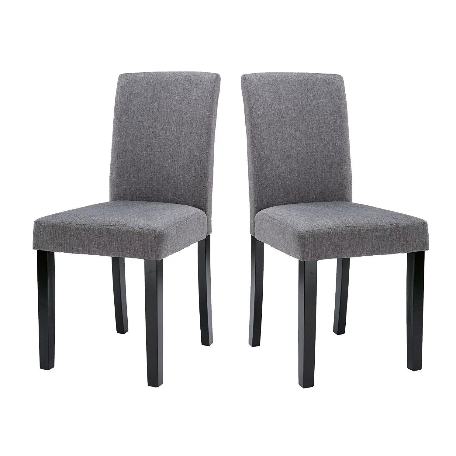 Set of 2 - Grey Fabric Dining Chairs with Black Wood Legs by HomePacific