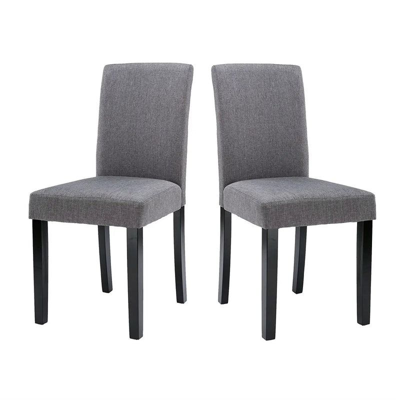 Set of 2 - Grey Fabric Dining Chairs with Black Wood Legs by HomePacific