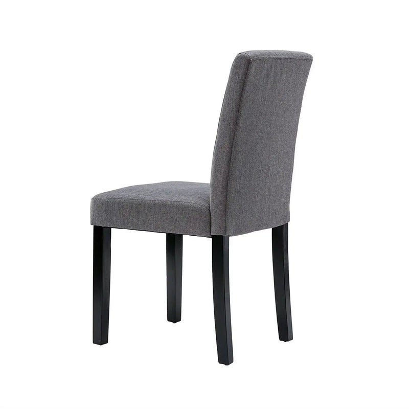 Set of 2 - Grey Fabric Dining Chairs with Black Wood Legs by HomePacific