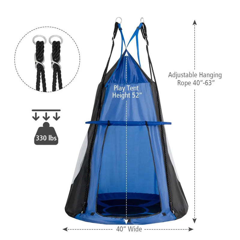 2-in-1 40 Inch Kids Hanging Chair Detachable Swing Tent Set by DirectDeals