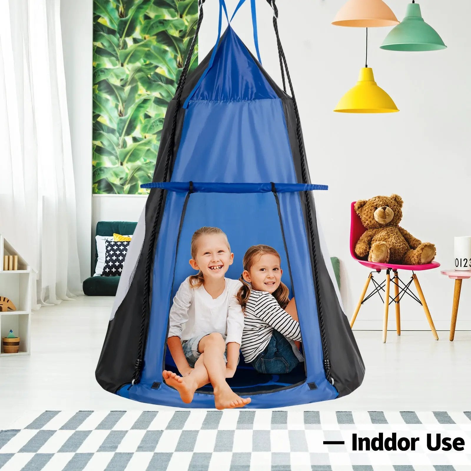 2-in-1 40 Inch Kids Hanging Chair Detachable Swing Tent Set by DirectDeals