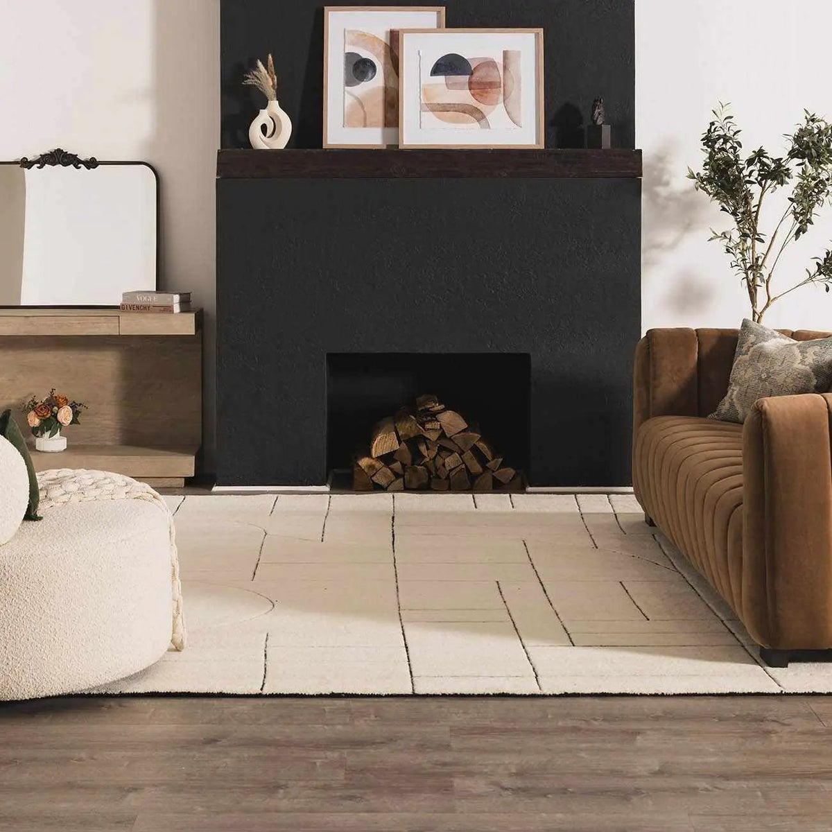 Fusao Rose Cream Area Rug - Clearance, installed in a room 3