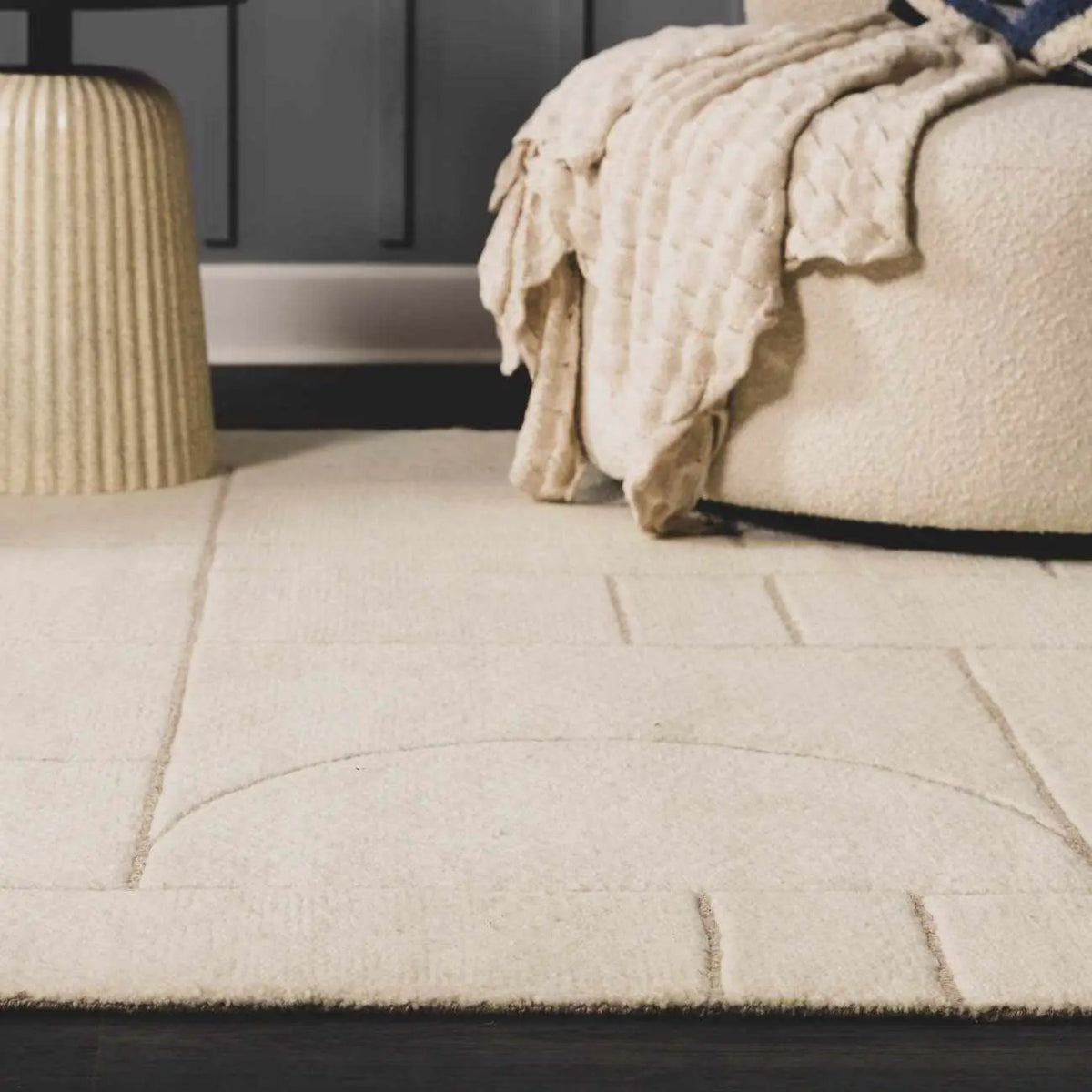 Fusao Beige Area Rug, installed in a room 3