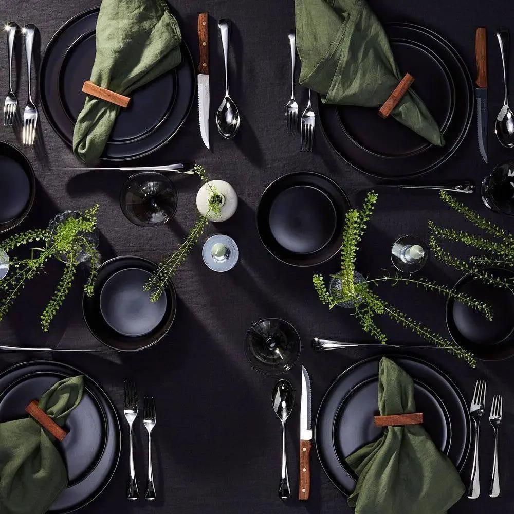 16-Piece Stoneware Dinnerware Set in Matte Black - Service for 4 by HomePacific
