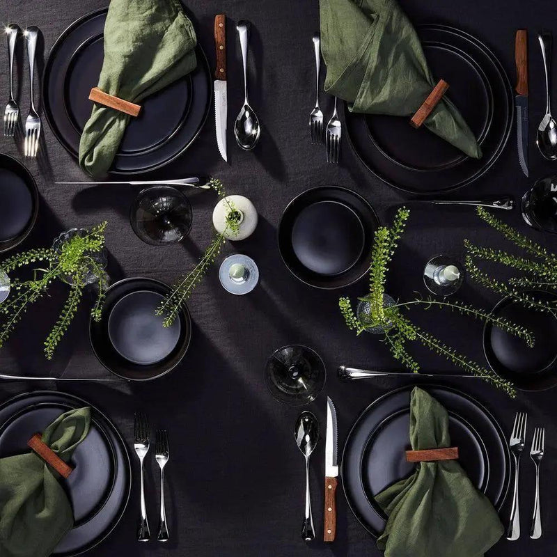 16-Piece Stoneware Dinnerware Set in Matte Black - Service for 4 by HomePacific
