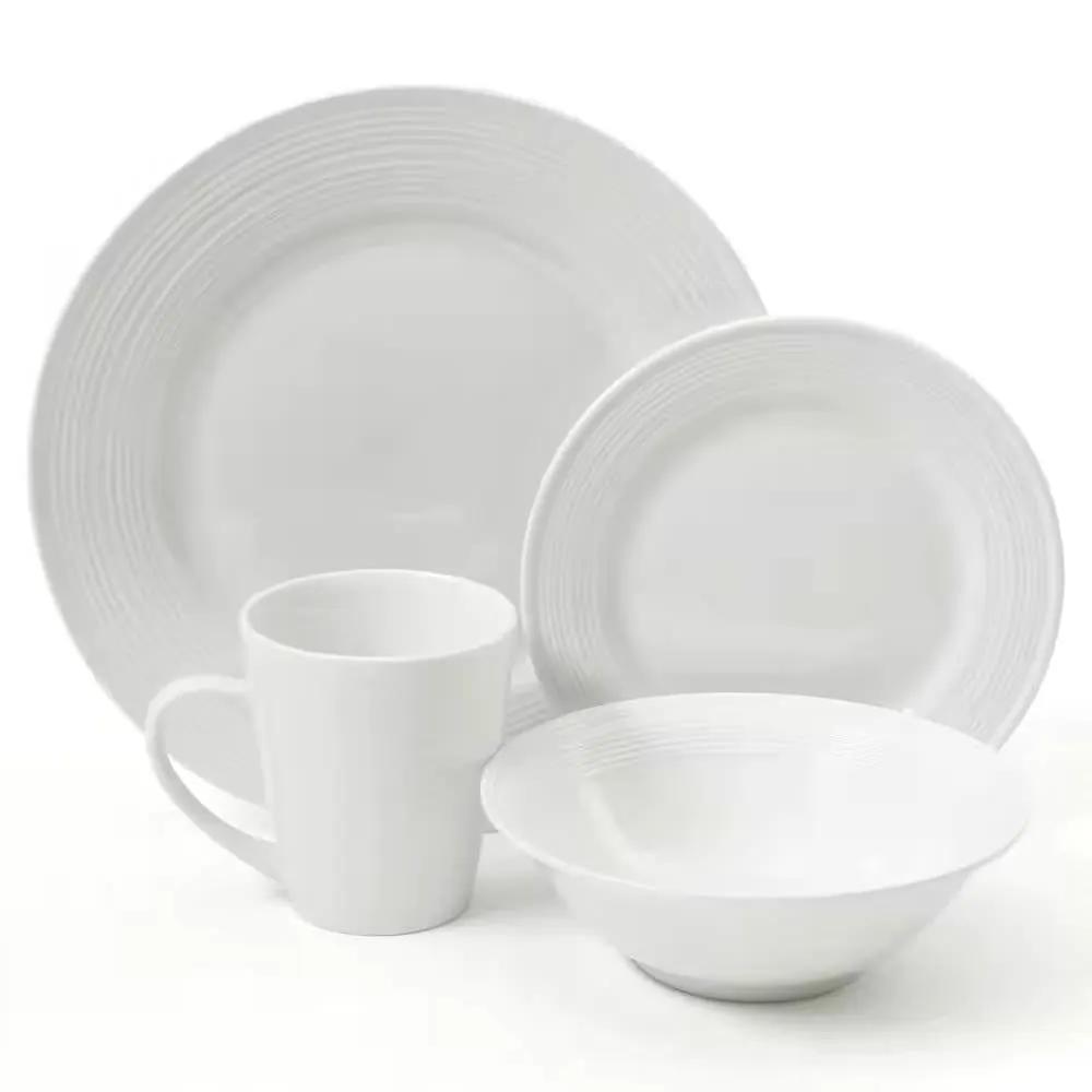 16-Piece White Ceramic Dinnerware Set w/ Bowls Plates and Mugs - Service for 4 by HomePacific