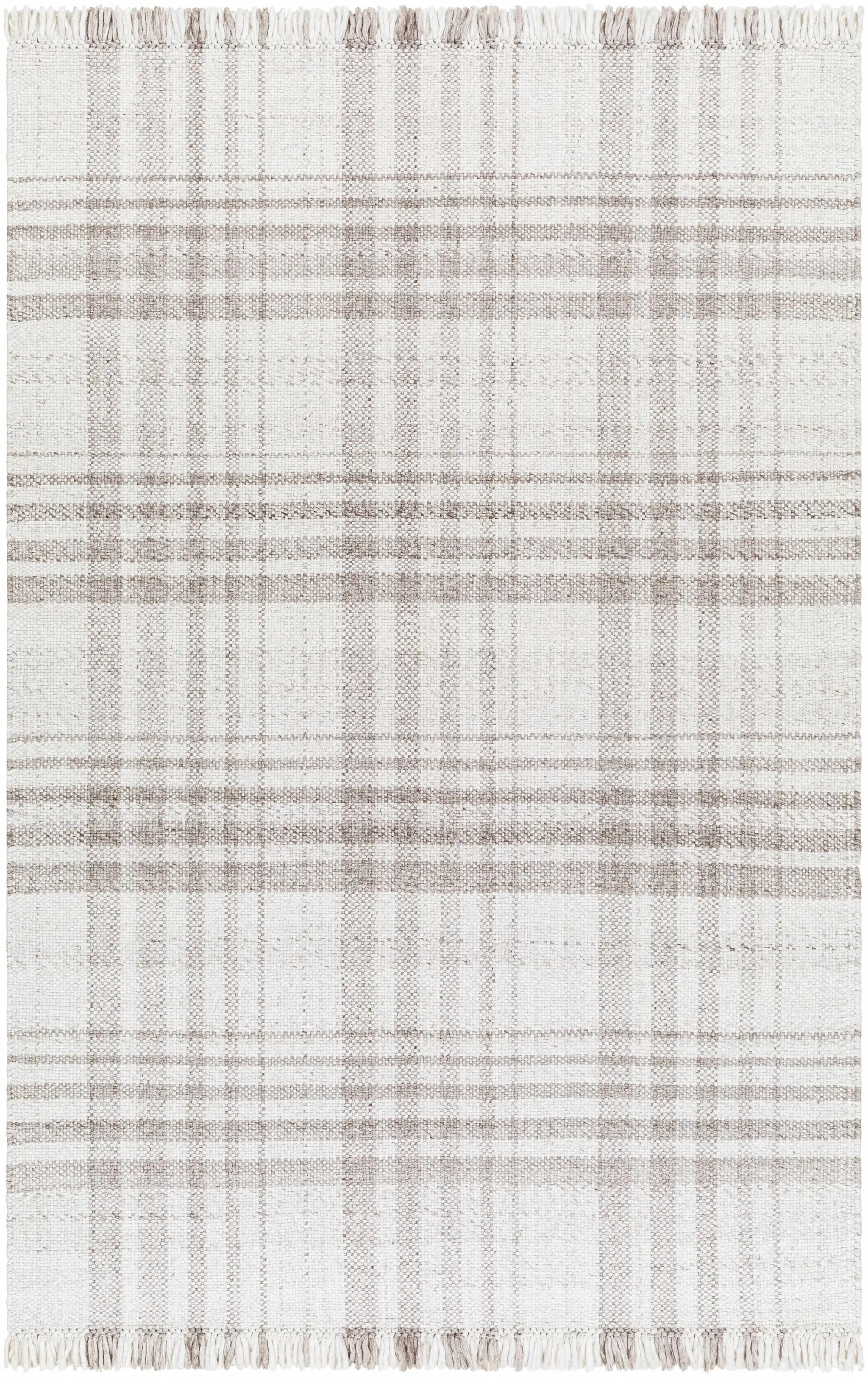 Inara Light Brown Plaid Hand Woven Area Rug by Boutique Rugs